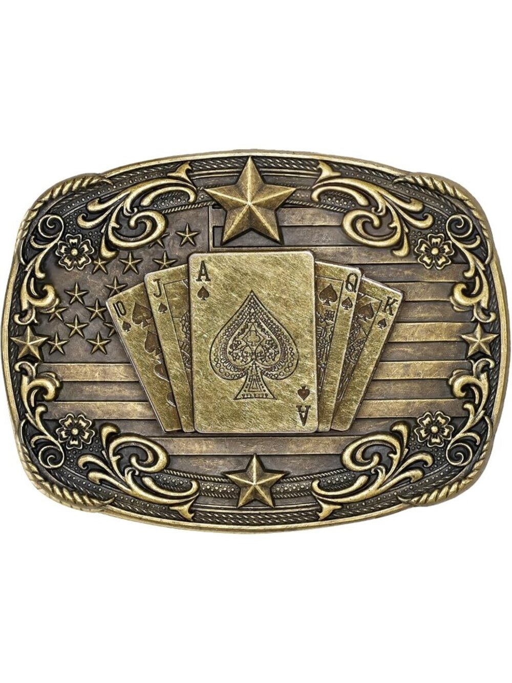 Men Golden Poker Bull Cowboy Buckle Vintage Texas Rodeo Belt